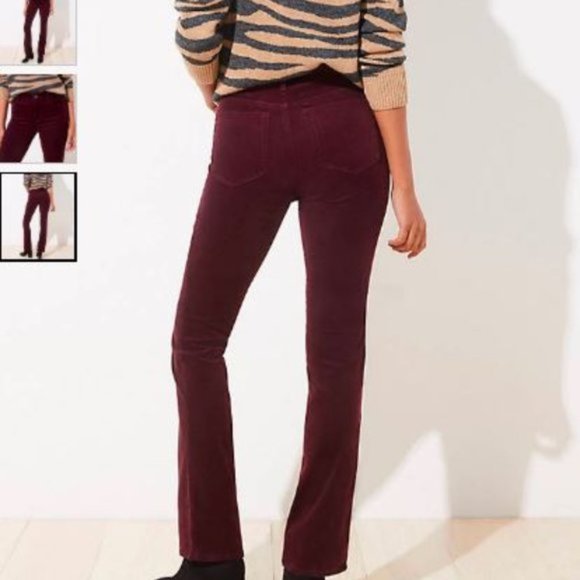LOFT Pants - NWOT Loft Burgundy Corduroy Flair Jeans